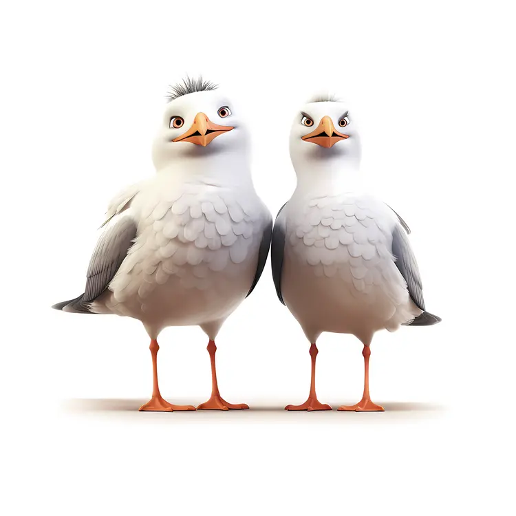 Pair of Animated Seagulls