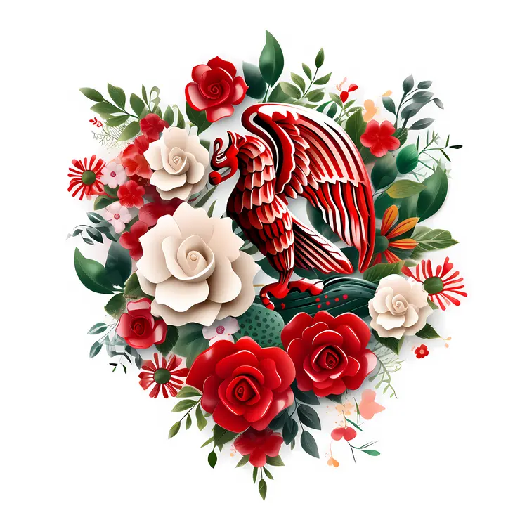 Patriotic Eagle with Floral Design