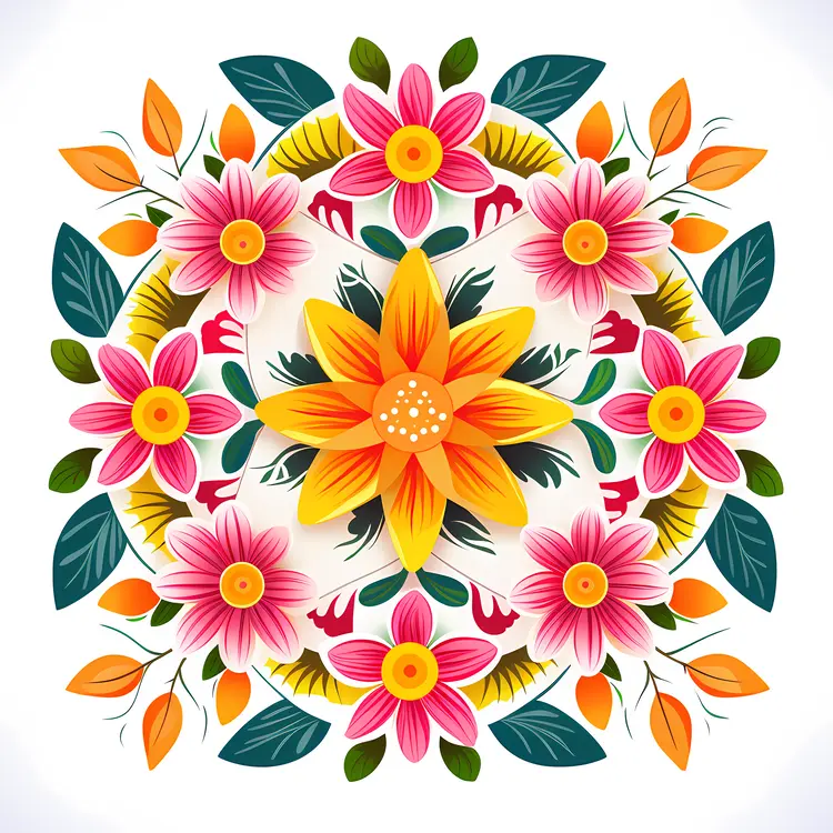 Beautiful Floral Pattern with Colorful Flowers