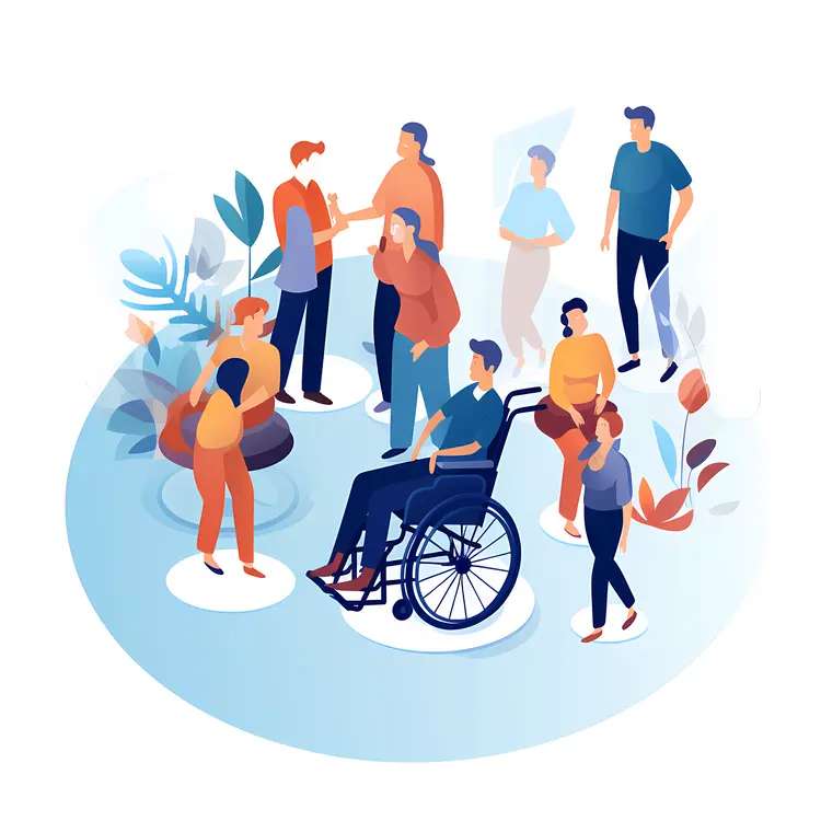 Community Gathering with Wheelchair