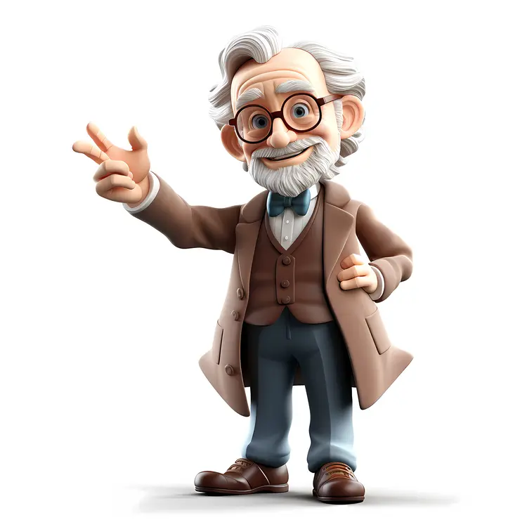 Animated Professor with Peace Sign