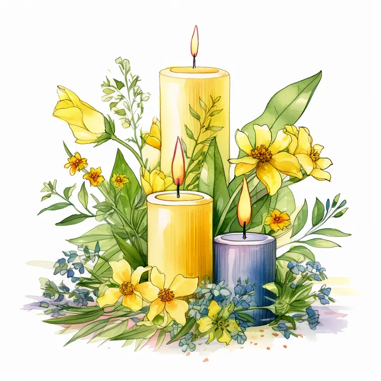 Beautiful Candles with Floral Arrangement