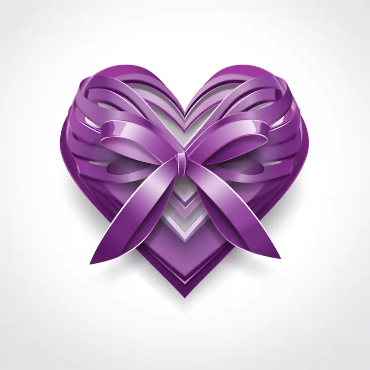 Purple Heart with Ribbon for Valentine's Day