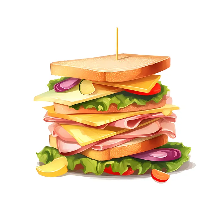 Delicious Layered Sandwich with Fresh Ingredients