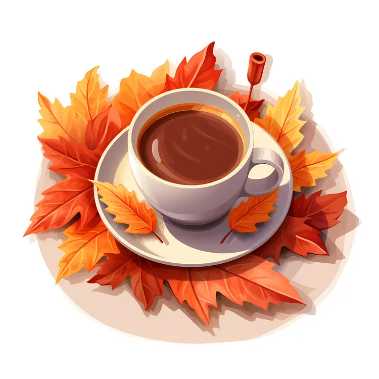 Coffee Cup with Autumn Leaves