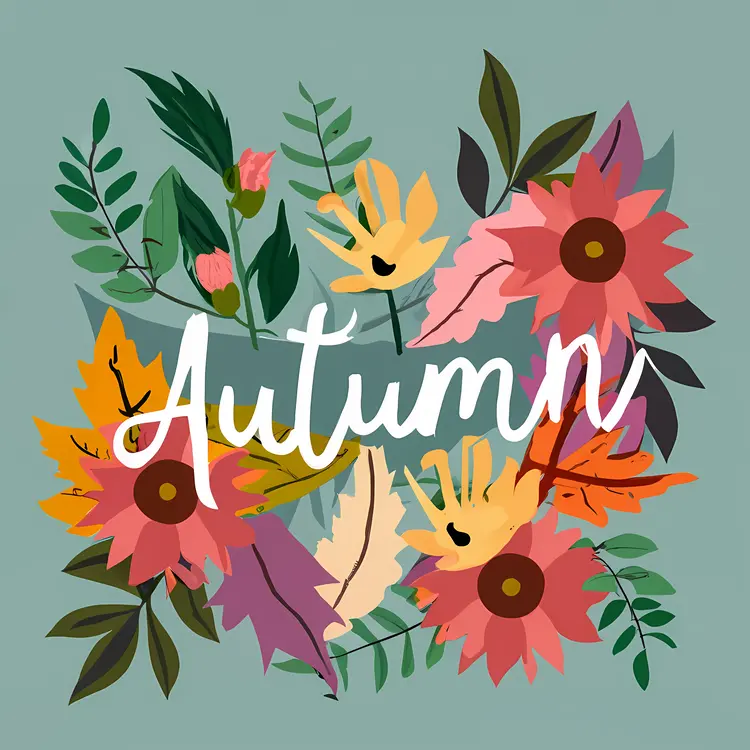 Autumn with Colorful Flowers