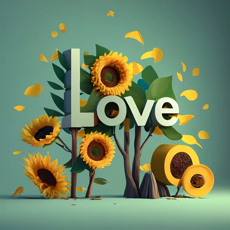 Sunflowers and Love Text