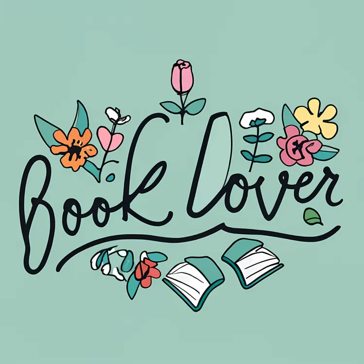 Book Lover with Flowers and Open Books