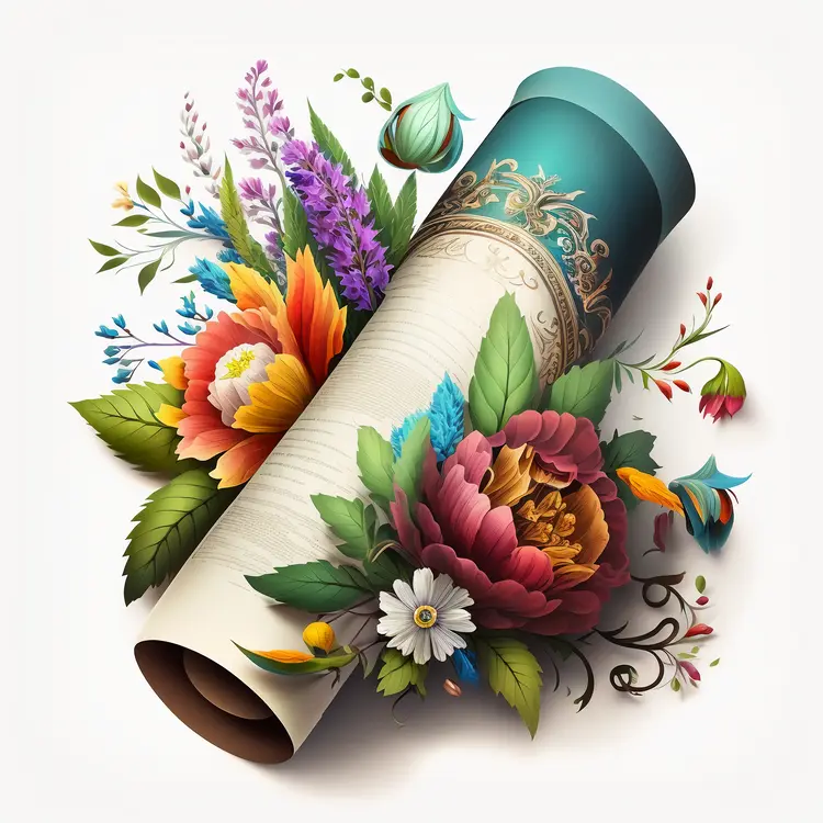 Floral Scroll with Decorative Elements