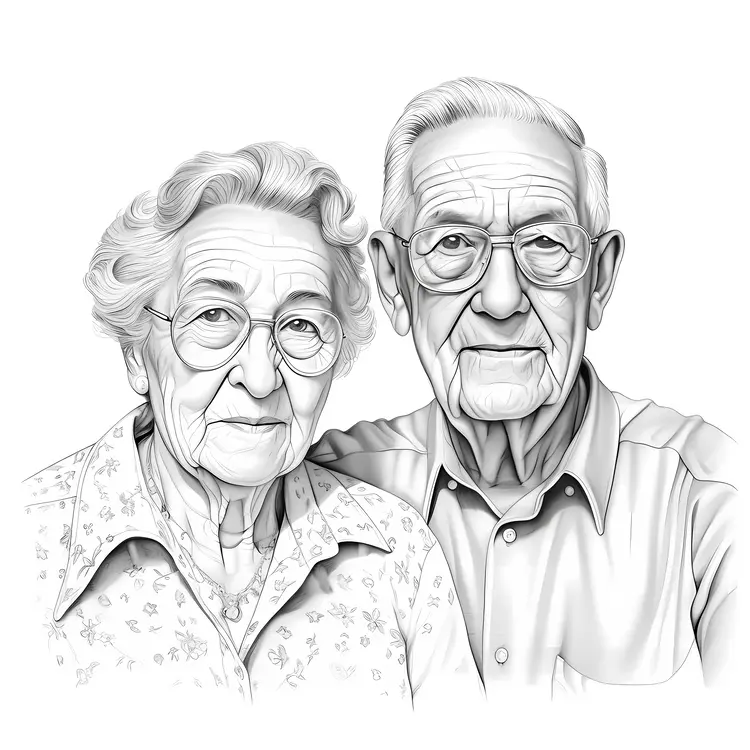Black and White Elderly Couple Portrait