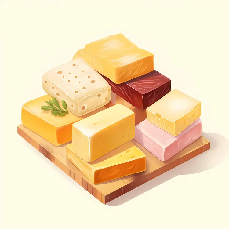 Variety of Colorful Soap Bars on Wooden Board