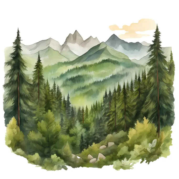Beautiful Mountain Landscape with Forest