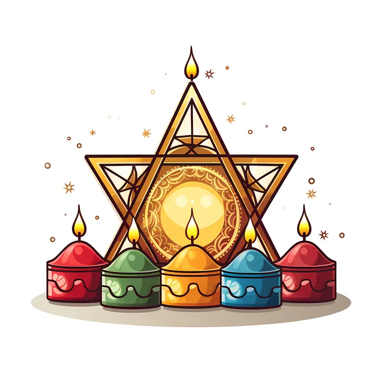 Golden Star with Multiple Candles