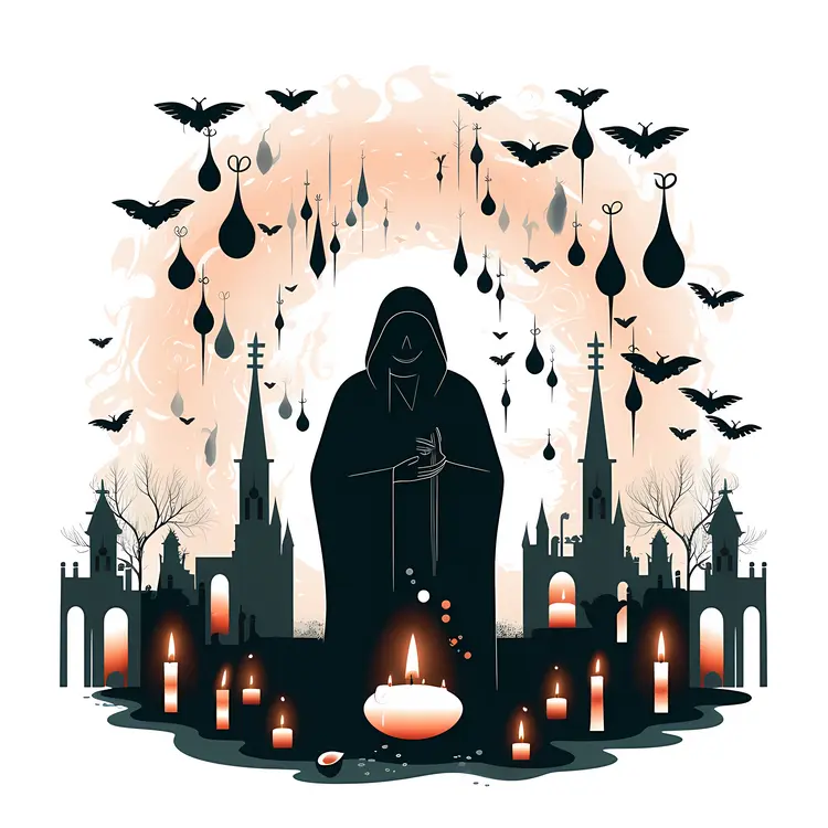 Grim Reaper with Candles and Bats
