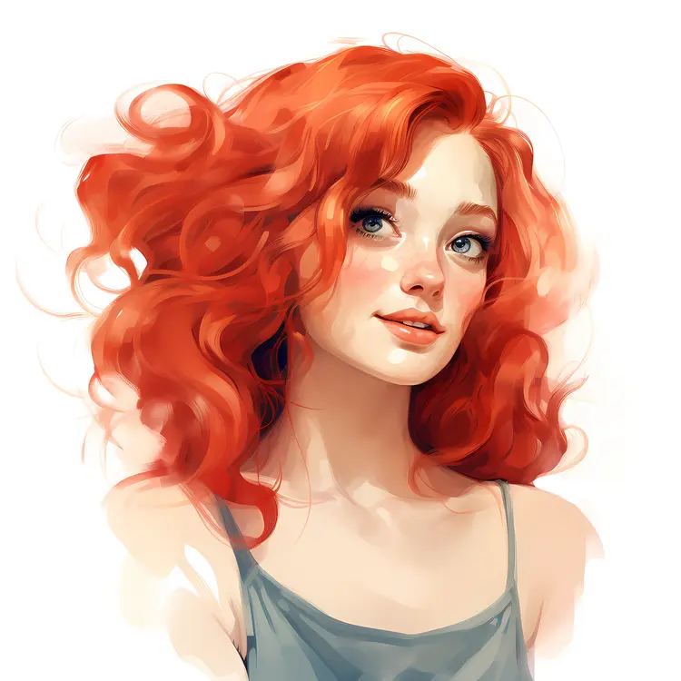 Smiling Red-haired Girl Illustration