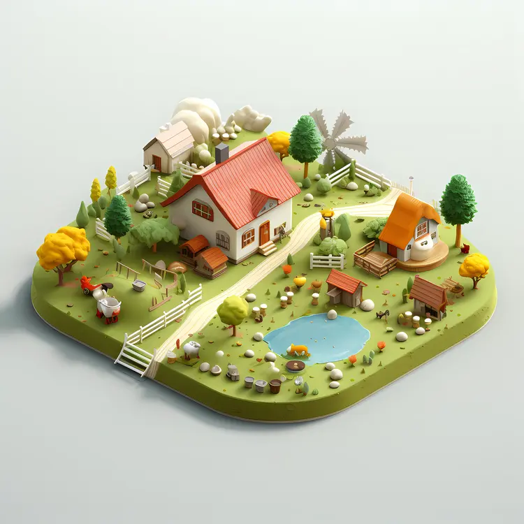Charming Farm with Pond and Windmill