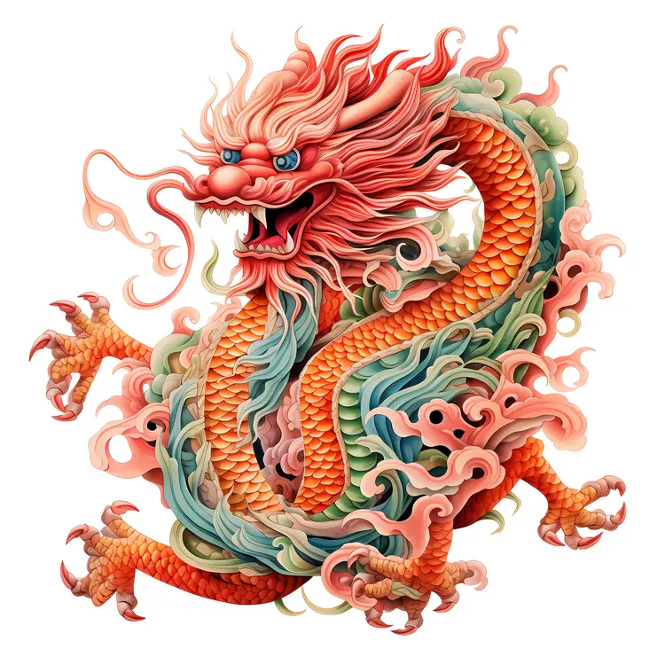 Red and Green Dragon Illustration