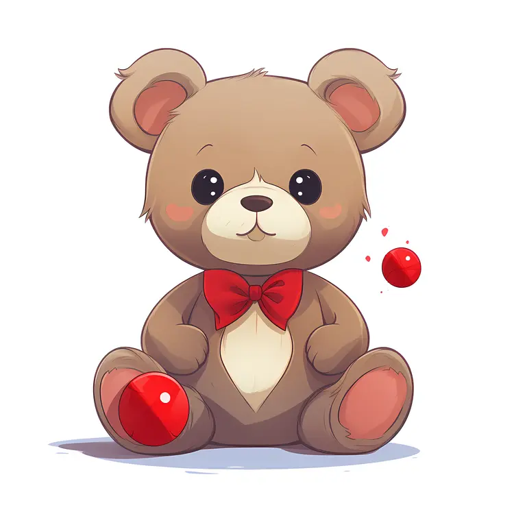 Cute Teddy Bear with Red Bow