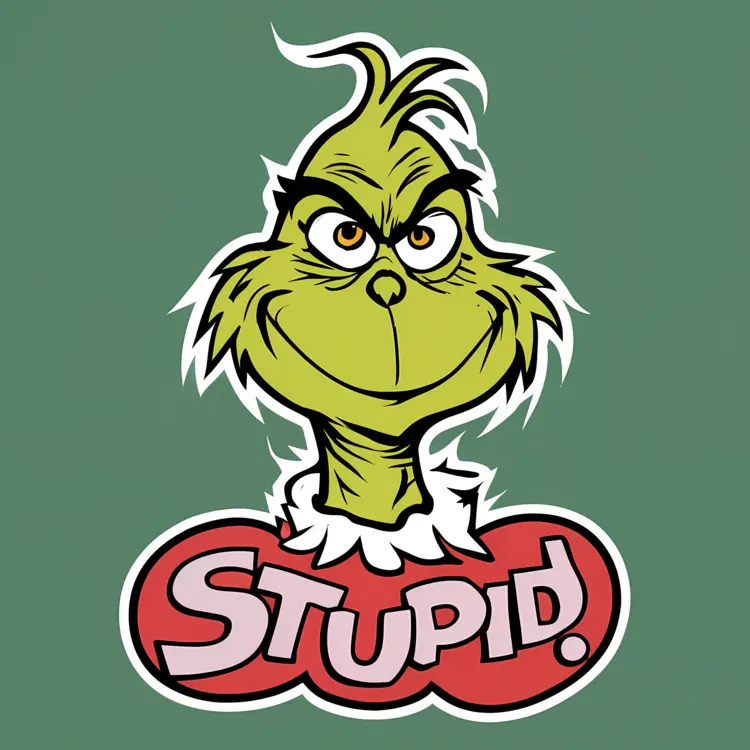 Grinch with 'Stupid!' Text