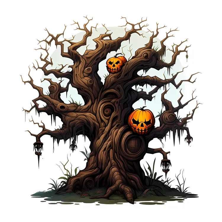 Tree with Jack-o'-lanterns