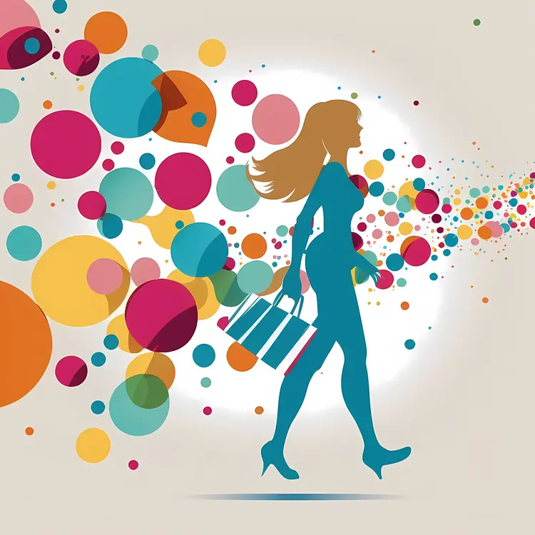 Colorful Shopping Silhouette with Bags