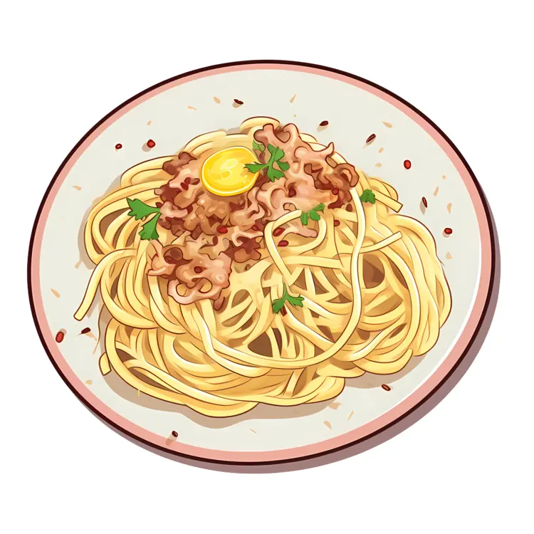 Delicious Spaghetti with Egg and Meat