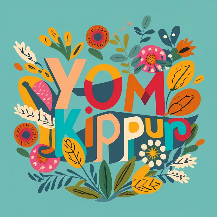 Yom Kippur Celebration with Colorful Floral Design