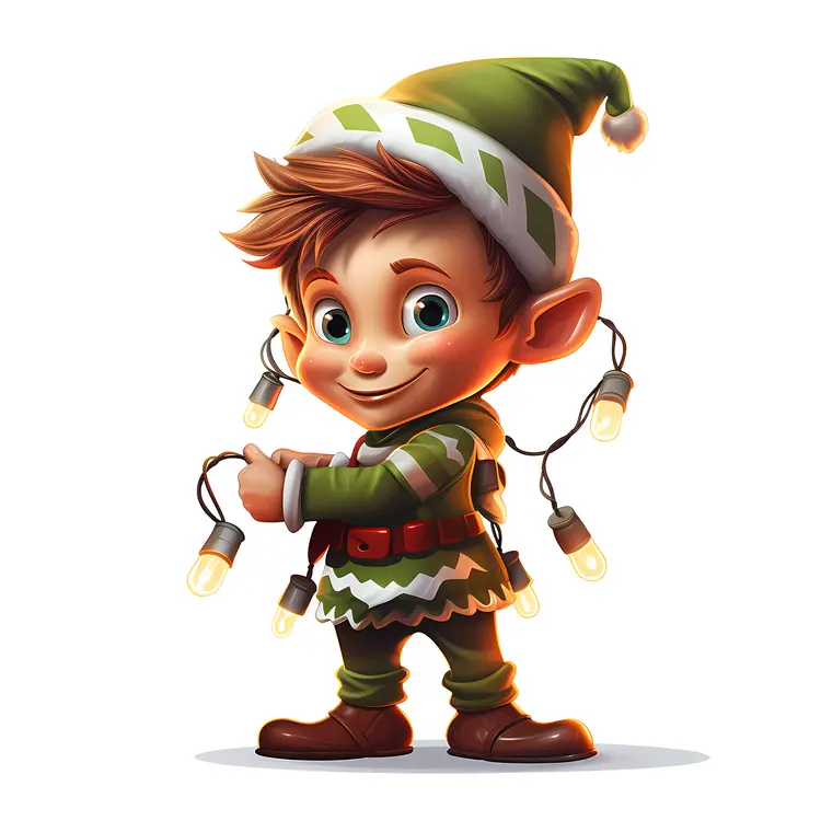 Elf with Christmas Lights