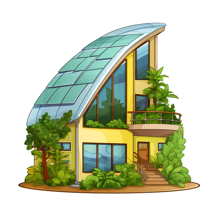 Modern Yellow House with Plants