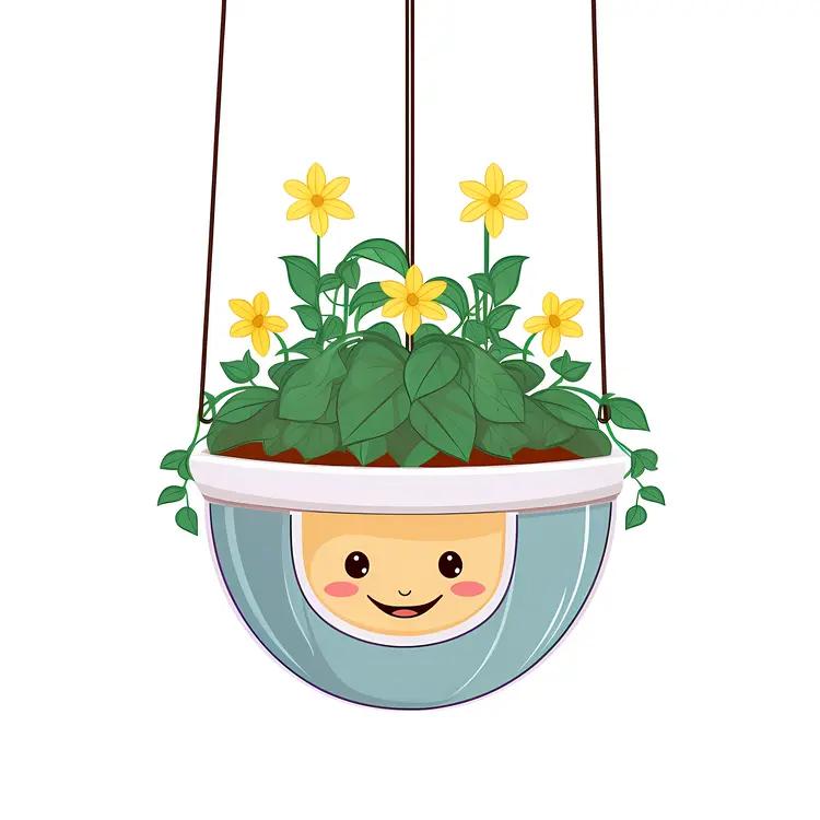 Cute Hanging Flower Pot with Yellow Flowers
