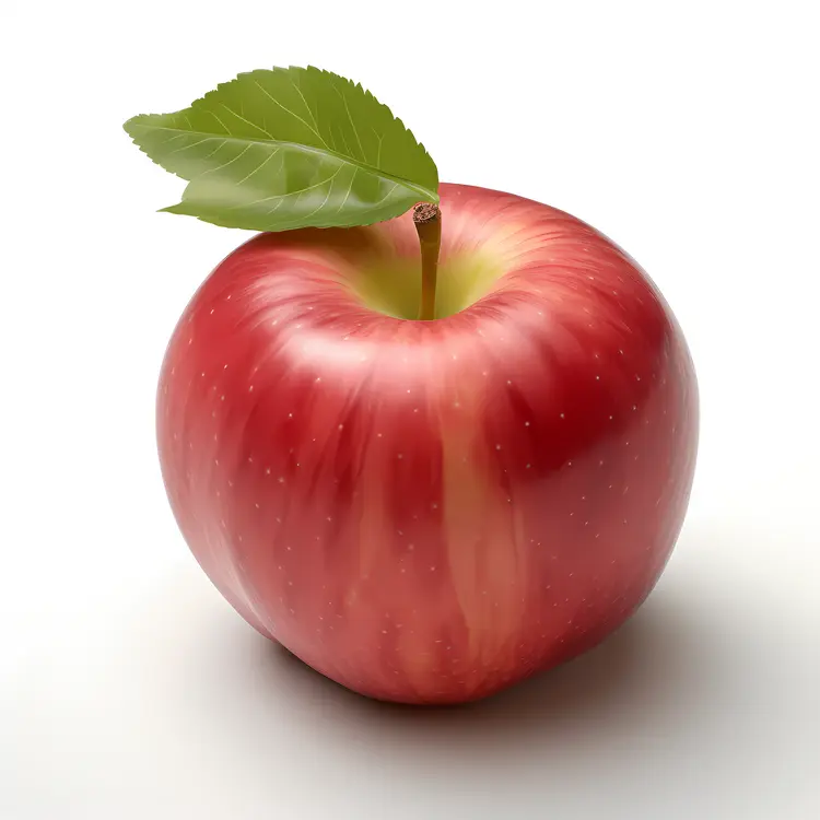 Red Apple with Leaf