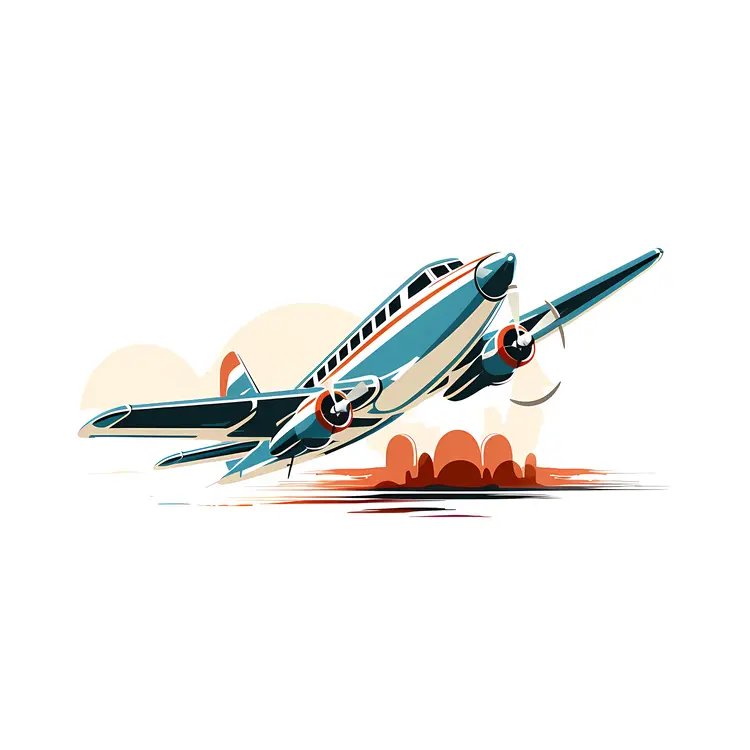 Retro Airplane Taking Off Illustration