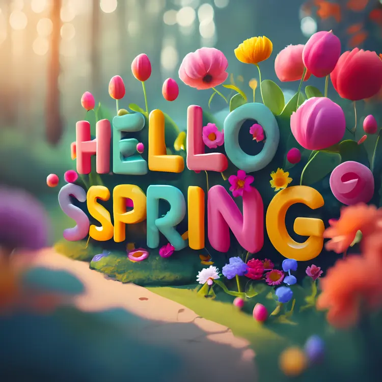 Hello Spring with Colorful Flowers