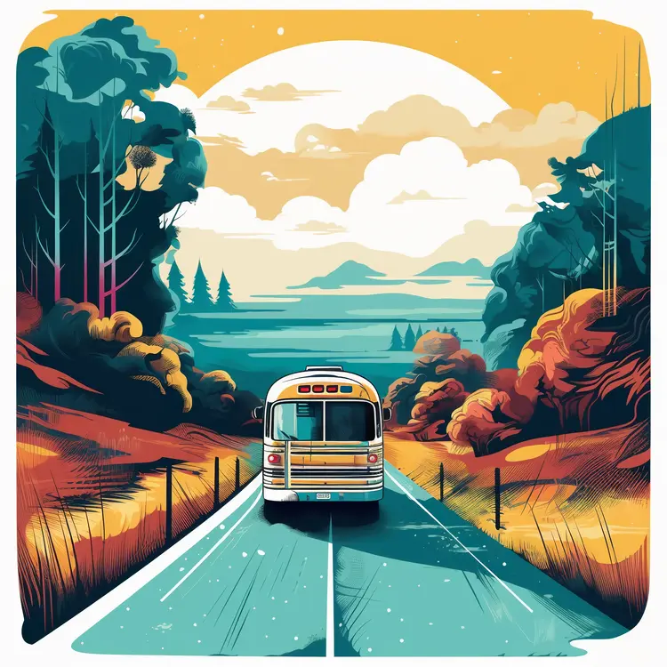Bus on a Scenic Road
