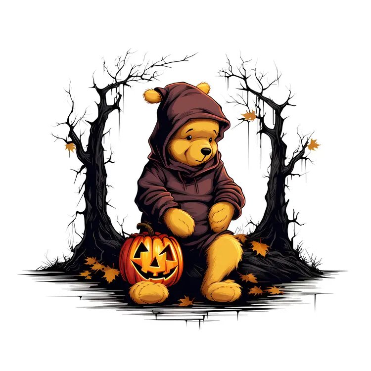 Bear in Hoodie with Pumpkin