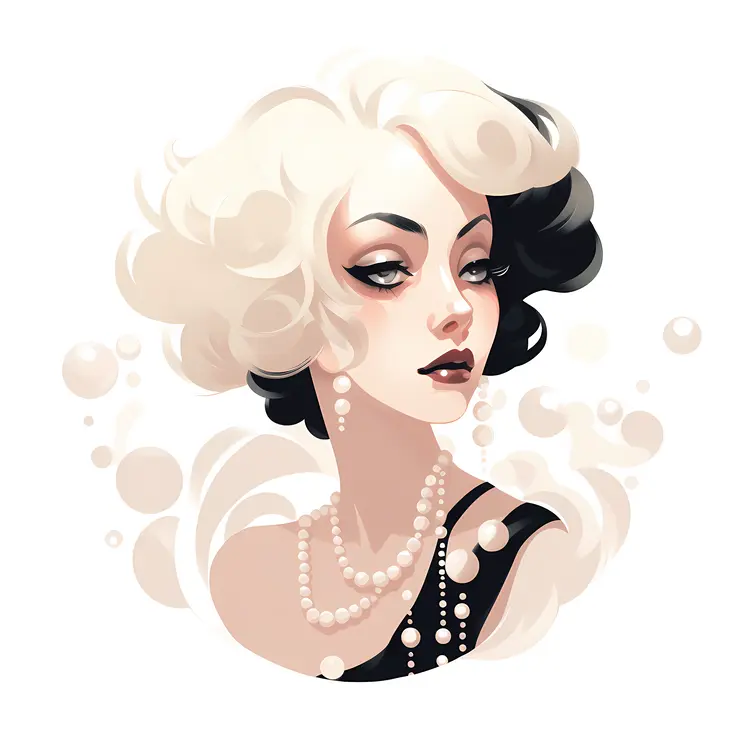 Elegant Woman with Pearls in Vintage Style