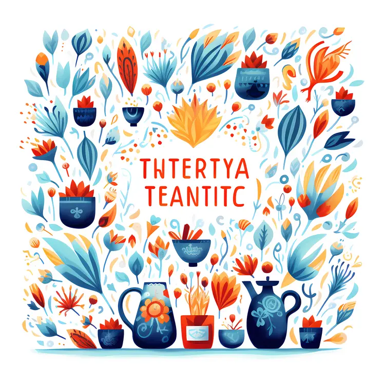 Colorful Tea Set with Floral Design