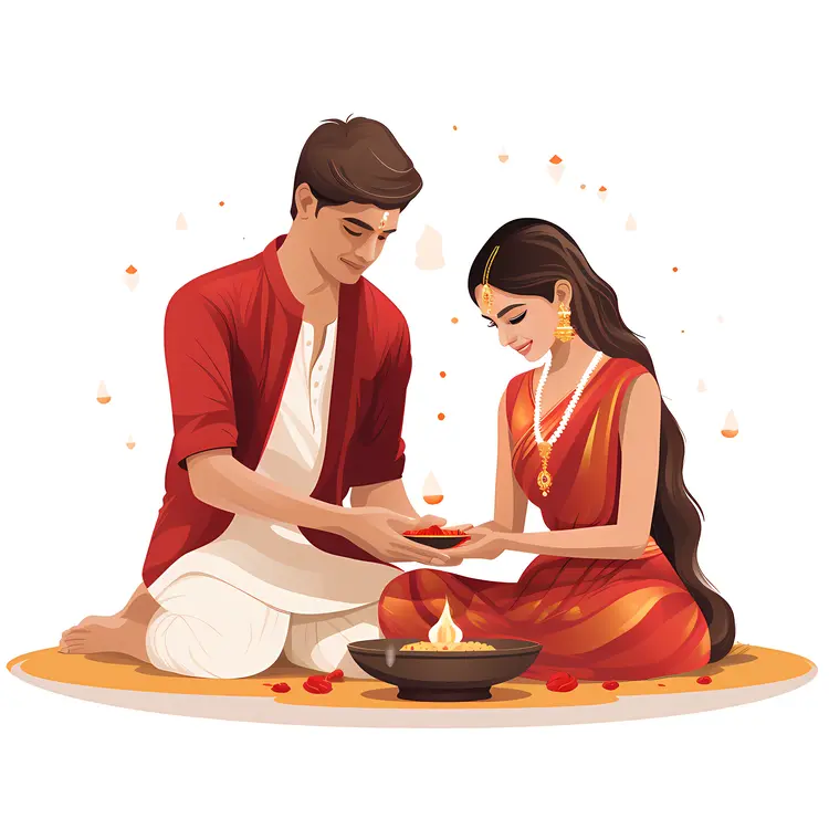 Traditional Indian Couple Celebrating Diwali