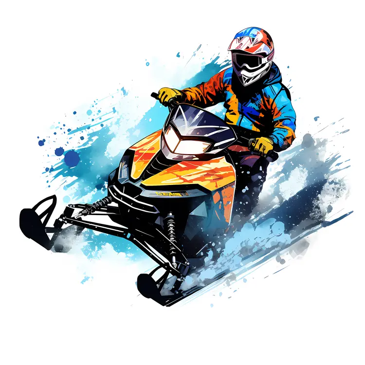 Snowmobile Rider in Vibrant Colors