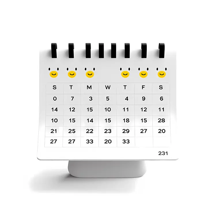 Cute Calendar with Smiley Faces