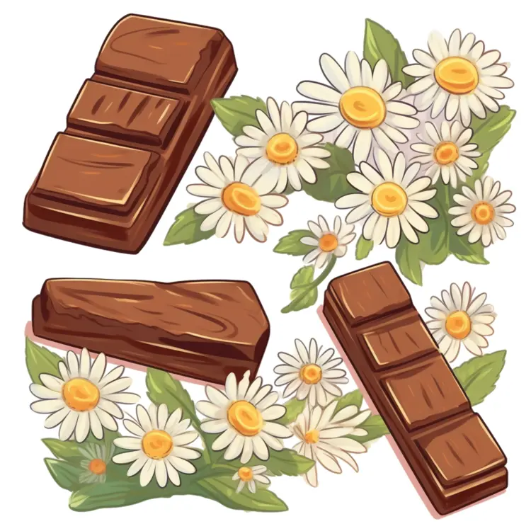 Chocolate Bars with Flowers and Leaves