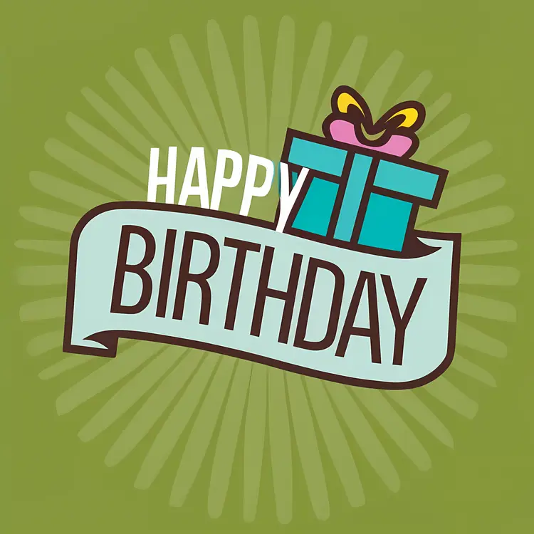 Happy Birthday with Gift and Ribbon