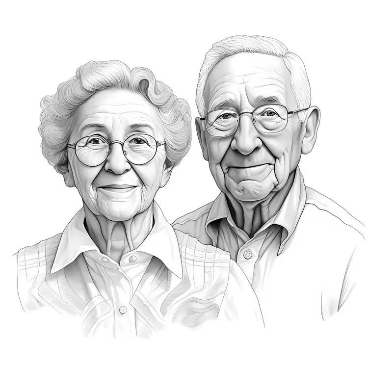 Black and White Elderly Couple Portrait