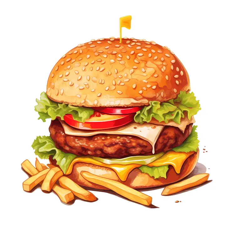 Delicious Cheeseburger with Crispy Fries