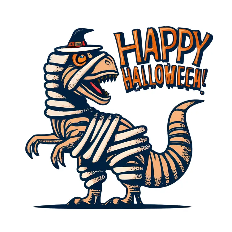Mummy Dinosaur with Witch Hat