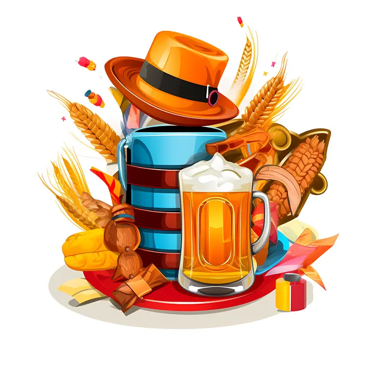 Festive Beer Mug with Oktoberfest Elements