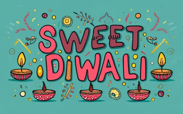Sweet Diwali Festival Celebration with Candles and Flowers
