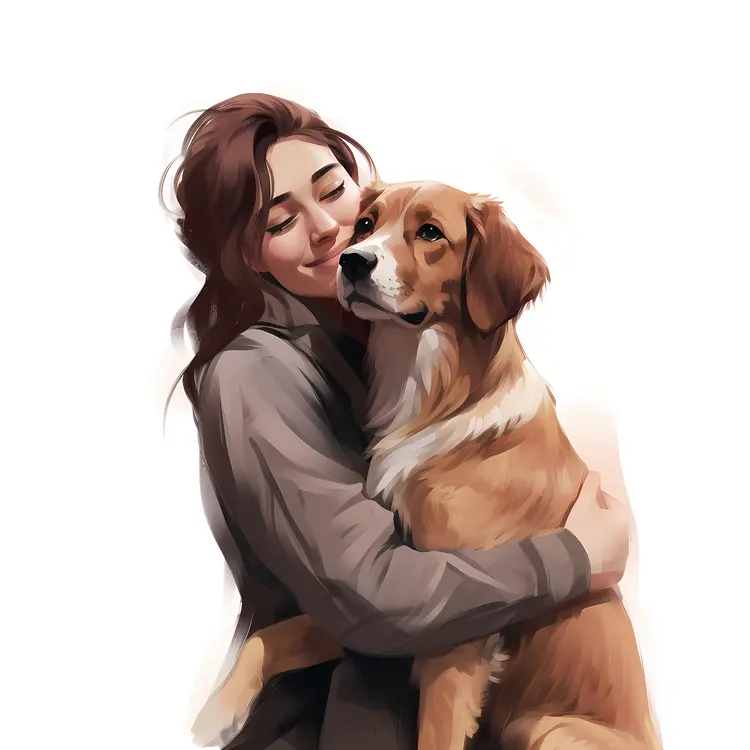 Woman Hugging Her Dog with Love