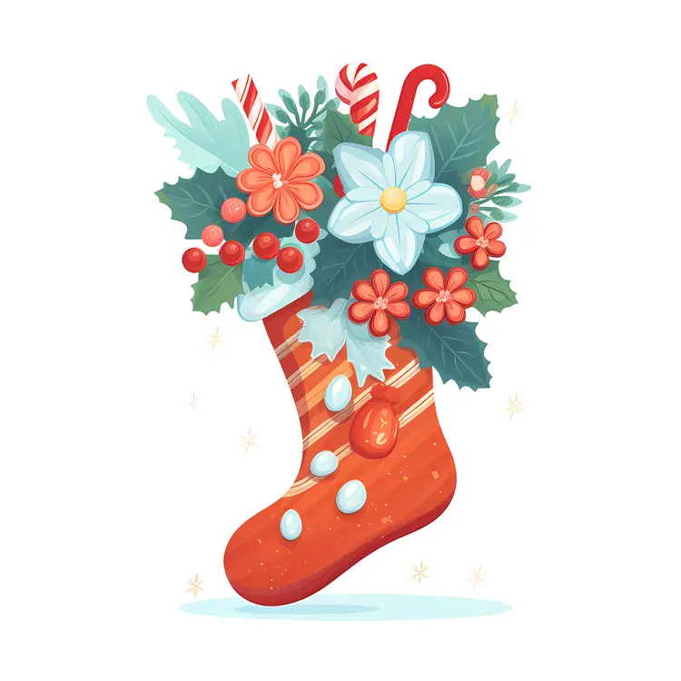 Christmas Stocking with Candy and Holly