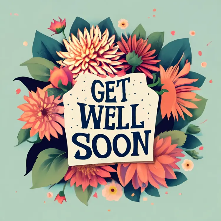 Get Well Soon Card with Large Flowers